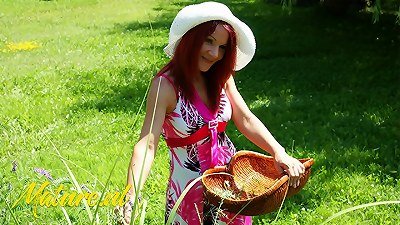 older redhead Creampied In Public By Her Neighbor