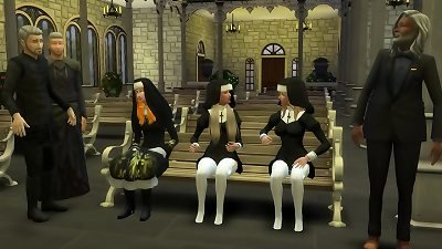Catholic Fathers abuse and poke the new harmless Nuns in the Temple 3d porn hentai
