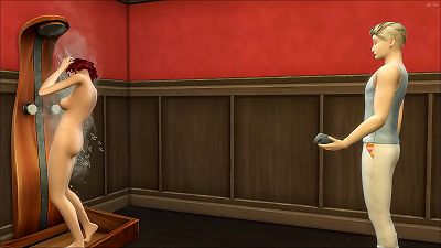 Stepson walks over his Stepmother into the shower while she is taking a shower then he bangs her