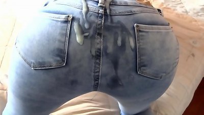 I receive enormous cum-shots in my furry snatch and in my donk with my denim on