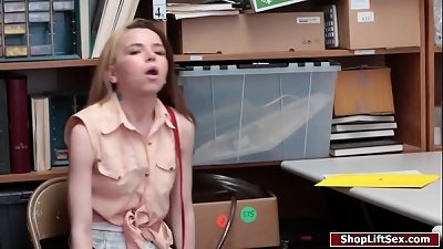 petite shoplifter porks security officer