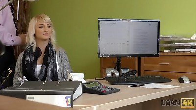 LOAN4K. lovely young girl gives a head and stretches legs in loan office