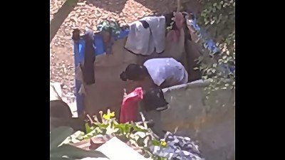 Village teen outdoor bath part 2