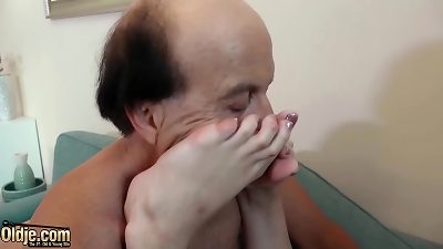 young brunette gets penetrated in her twat by mischievous grandfather