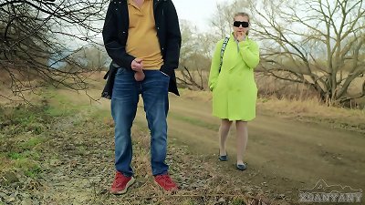 NO RISK! A random stranger in stockings could not resist the hard dick of an exhibitionist stranger! XSANYANY