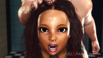 romping machine. super-steamy ebony in restraints and fat super-naughty chef