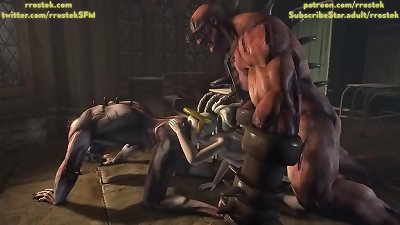 Overwatch mercy getting abused by devil Monsters 3d cartoon