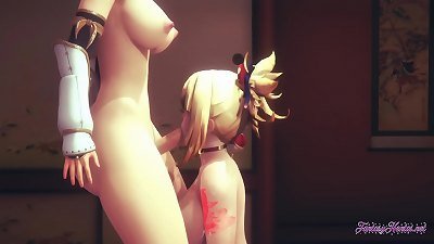 Genshin impact anime porn futanari 3 dimensional - Yoimiya x Ayaka futanari hottest hentai hump [Cunnilingus, boobjob, blowjob and porked with creampie] - chinese asian hentai hentai game porn