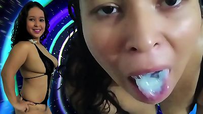 mom swallowing cum. My cuckold does not have permission to fuckme, I masturbate for him. As consolation I deepthroat his diminutive cock, and I gulp his pearl juice when he spunks in my mouth. He's a fag brown sphincter