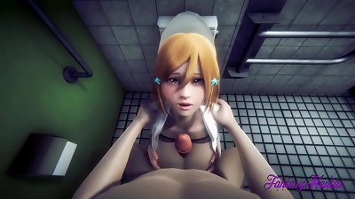 Bleach anime porn - Orihime in the toilet tit-fucking and pounded - manga porn hentai japanese cartoon 3d porn