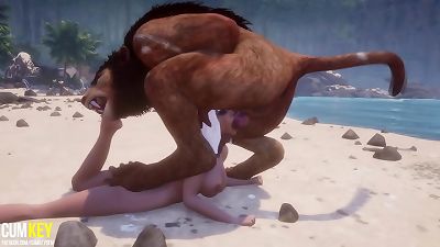 buxomy super-bitch Breeds with hairy on the beach | thick penis Monster | 3d porn nasty Life