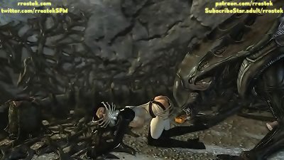 Miranda Lawson in meaty Alien grief 3-dimensional cartoon