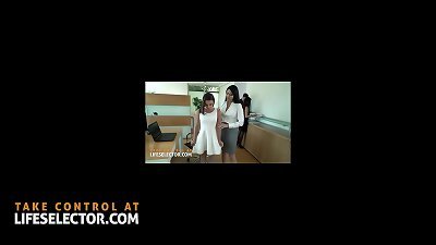 humiliated wonderful secretary spitroasted after masturbation mayhem