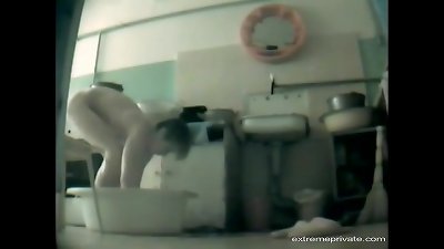 Our mommy bathing in our presence