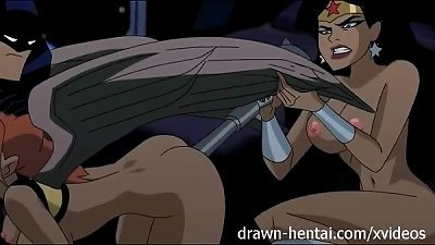 Justice League anime - two ladies for Batman hard-on