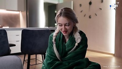 Sharing The sofa With StepSister on Vacation. She Got scared and Got cum on Her Panties...