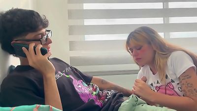 I give my tiny stepsister the hottest fuck of my life while I'm on the phone with my girlfriend.